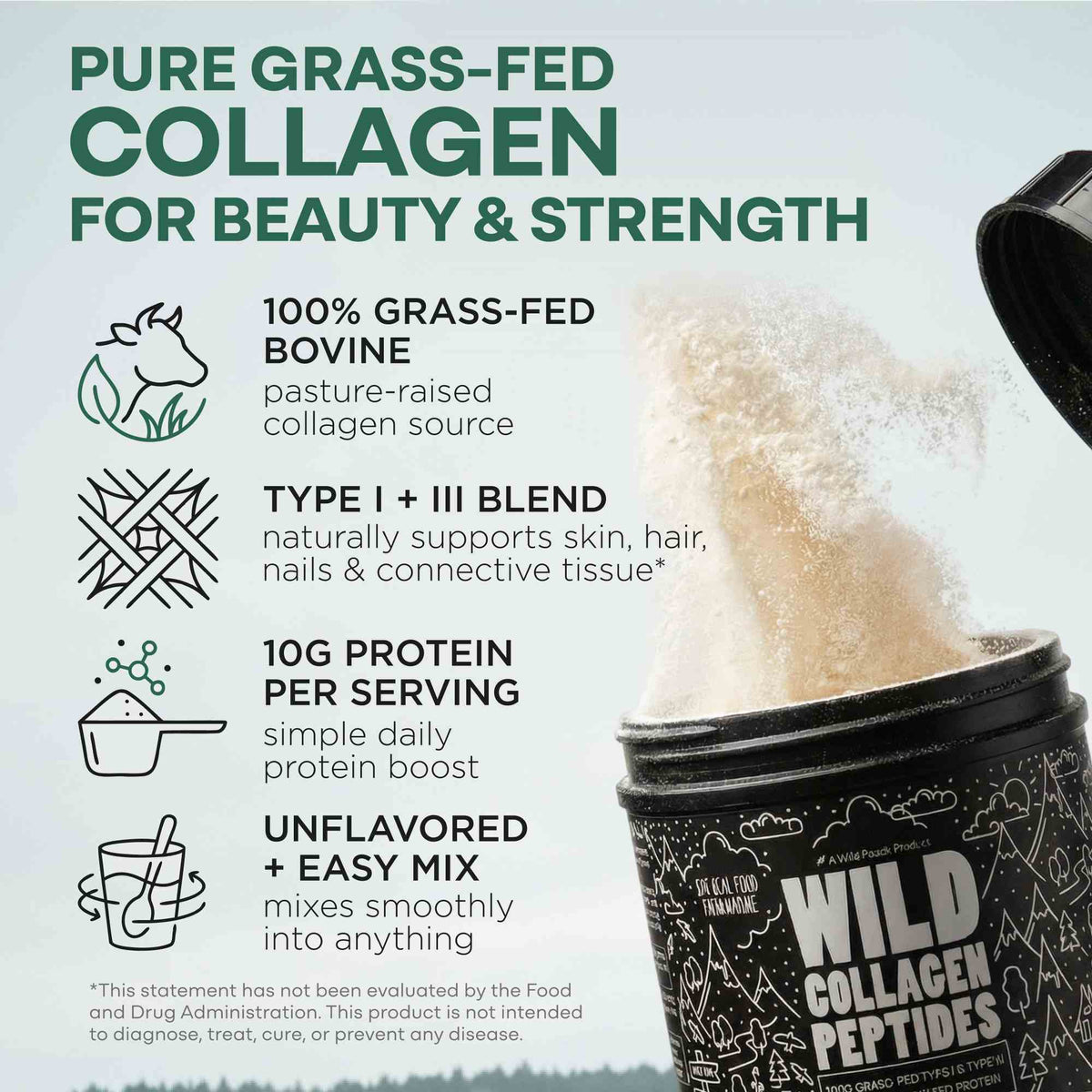 Grass-Fed Collagen Peptides, 41 servings – Skin, Hair & Joint Support Collagen