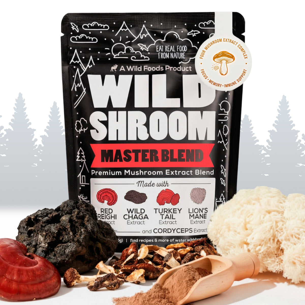Master Mushrooms Blend, 110 servings – Daily Immune Support Adaptogenic Mushrooms